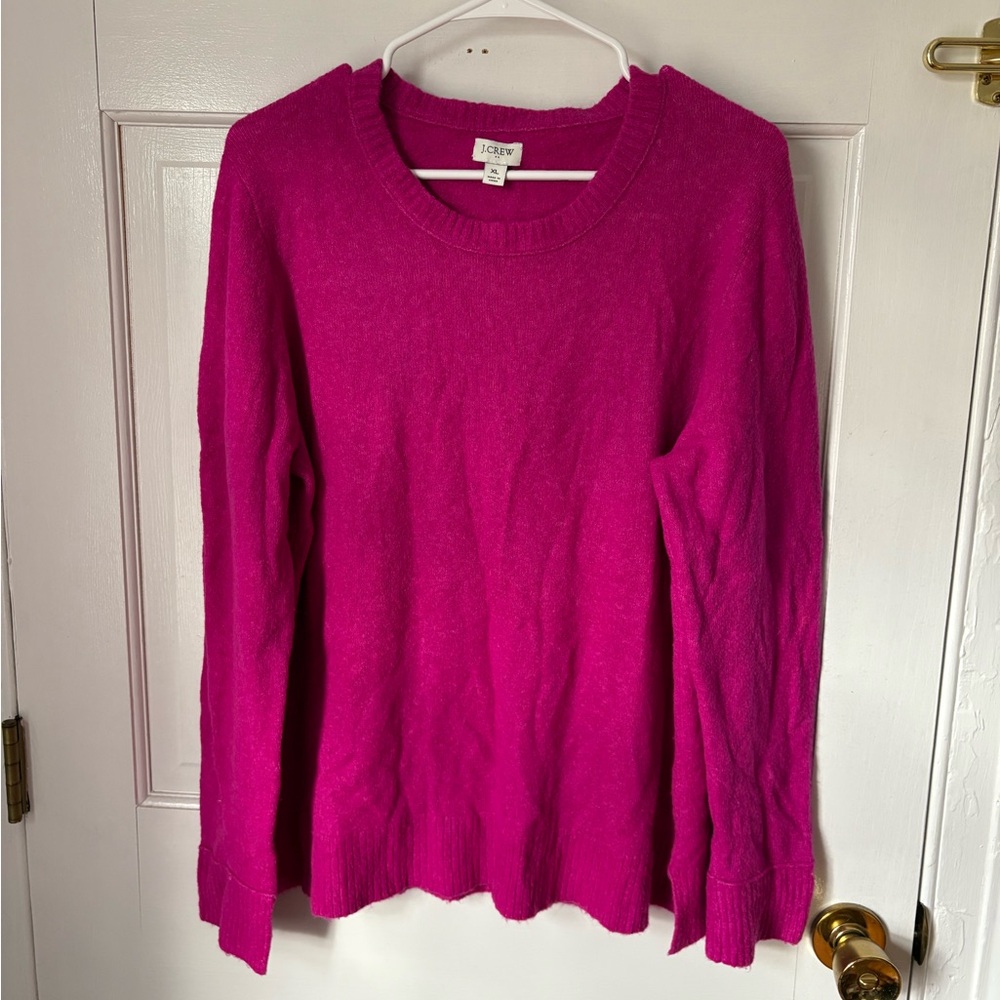 J.Crew Crewneck Sweater Extra Soft Brilliant Plum Berry Pink Size Extra Large XL - Picture 2 of 11